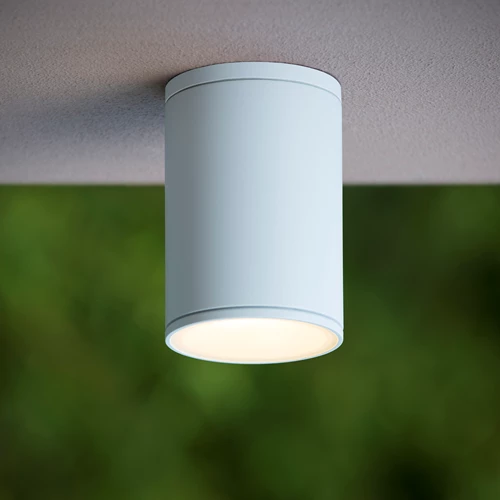 Lucide TUBIX - Spot plafond Intérieur/Extérieur - Ø 10,8 cm - 1xE27 - IP54 - Blanc - ambiance 1